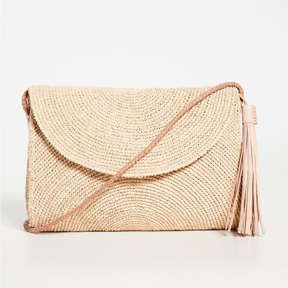 Sophisticated Cream Woven Crossbody Bag with Tassel